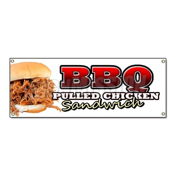 BBQ PULLED CHICKEN SANDWICH BANNER SIGN bbq sauce slow cooker smoked barbeque